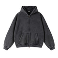 Washed Oversized Retro Zip-Up Hoodie